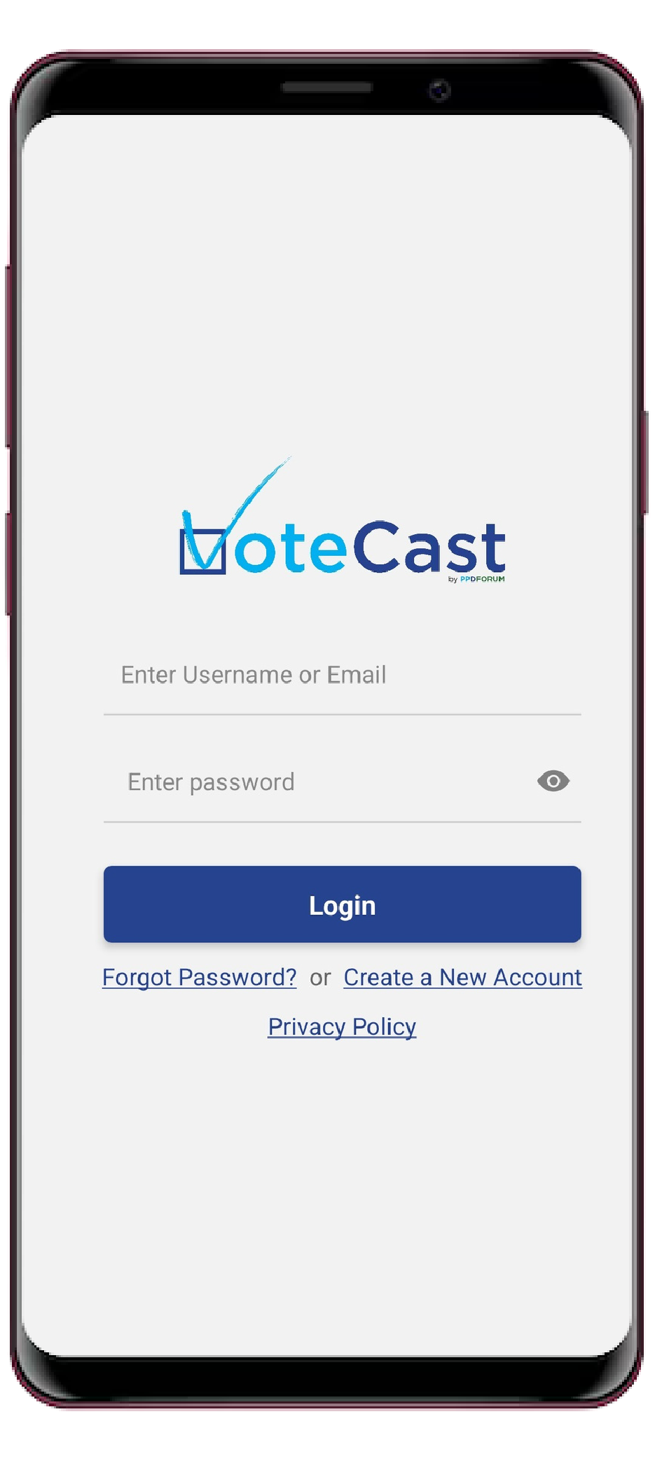 VoteCast2Go Home Screen